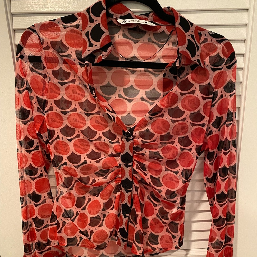 Zara patterned button up sheet shirt